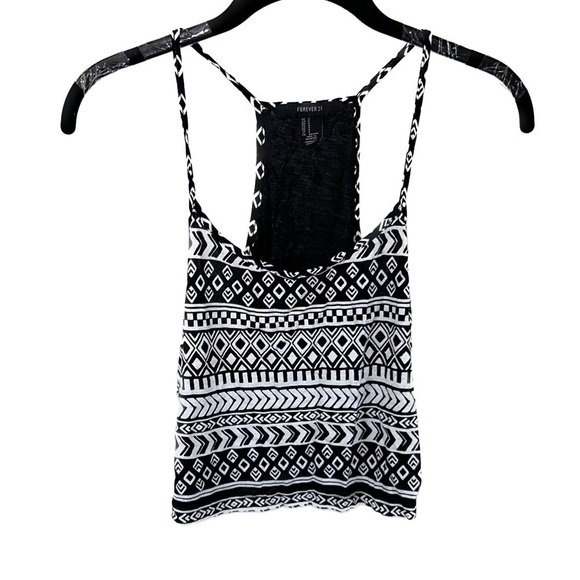 Forever 21 Tank Top Thin Strap Cropped Aztec Geometric Print U-Neck Pull On Top - Picture 1 of 9